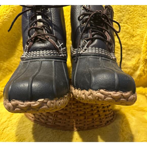 LL Bean Mens Dark Brown Leather Hunting Shoe Duck Boots 9M Vintage Outdoors rain - Picture 10 of 11